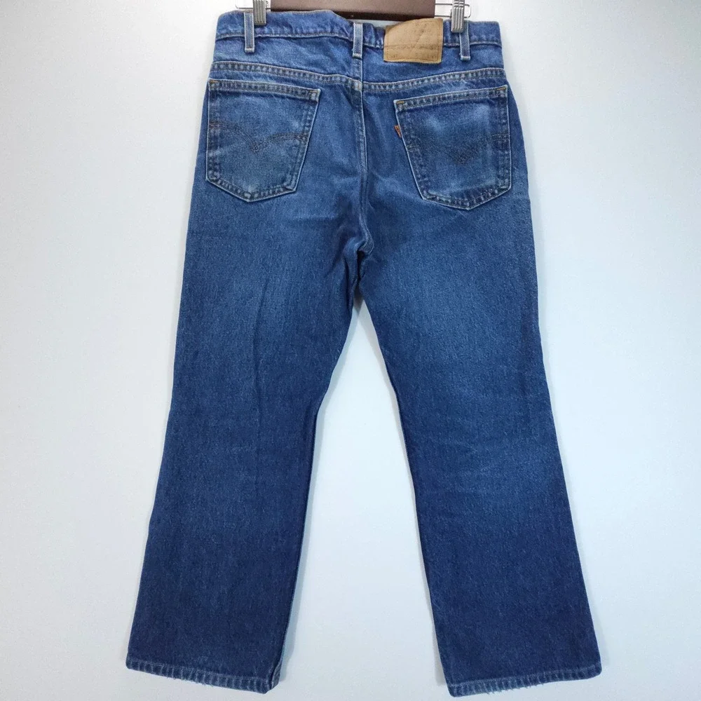 VTG Y2K Levi 517 Mens 32x24 Blue Orange Tab Straight Leg Jeans USA Made Fade